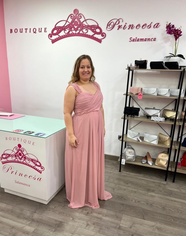 Vestido largo R1269TG - rosa palo - Imagen 2