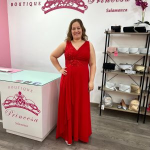 Vestido con pedrería F1663 - rojo