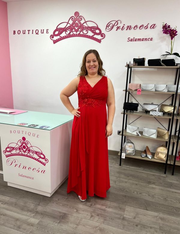 Vestido con pedrería F1663 - rojo