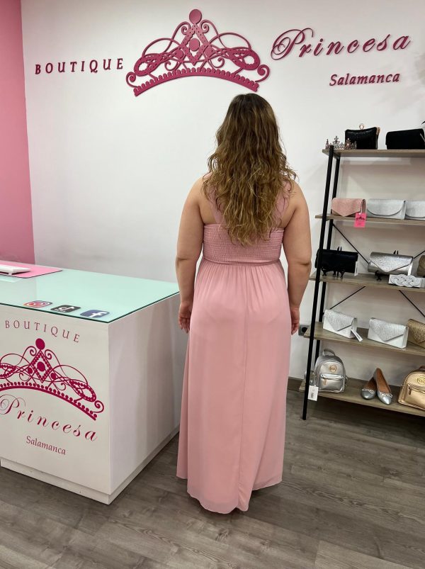 Vestido con pedrería F1663 - rosa palo - Imagen 5