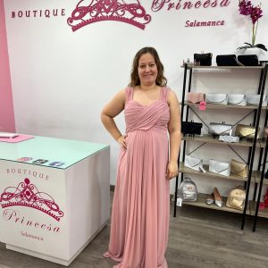 Vestido largo R1269TG - rosa palo