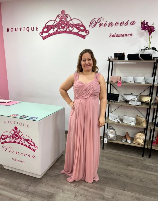 Vestido largo R1269TG - rosa palo