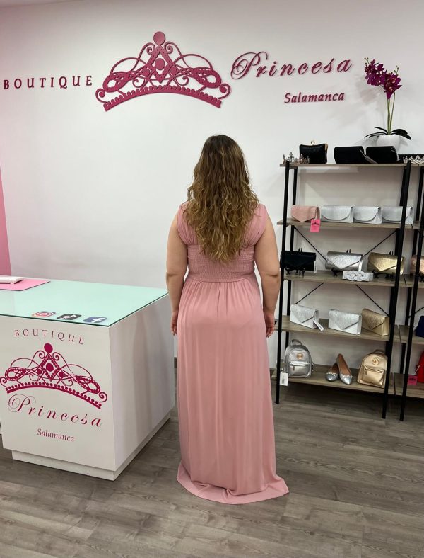 Vestido largo R1269TG - rosa palo - Imagen 7