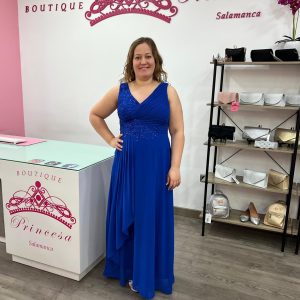 Vestido con pedrería F1663 - azul