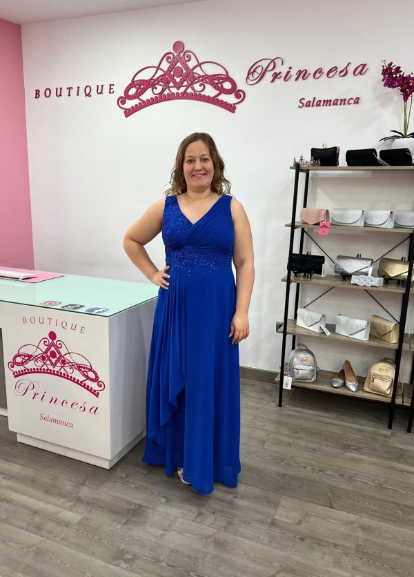 Vestido con pedrería F1663 - azul