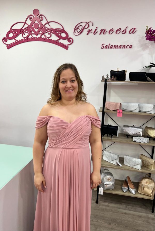Vestido largo R1269TG - rosa palo - Imagen 5