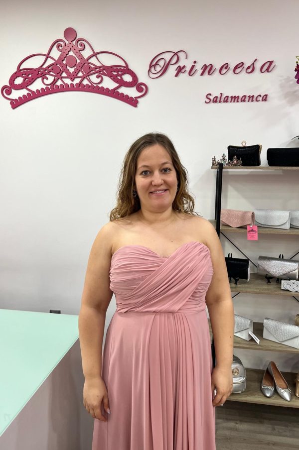 Vestido largo R1269TG - rosa palo - Imagen 6