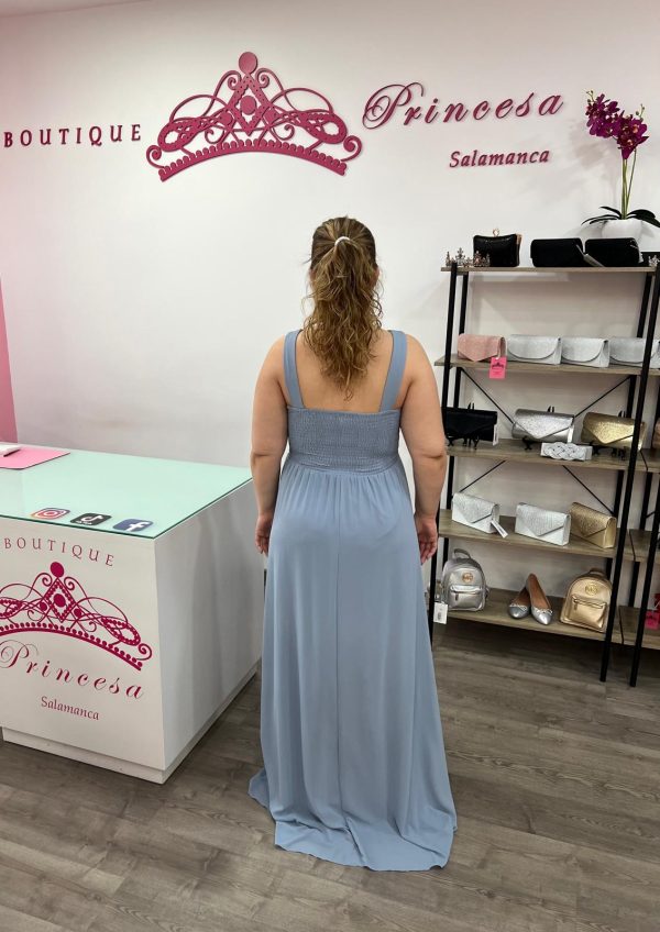 Vestido largo R1465 - azul grisáceo - Imagen 4