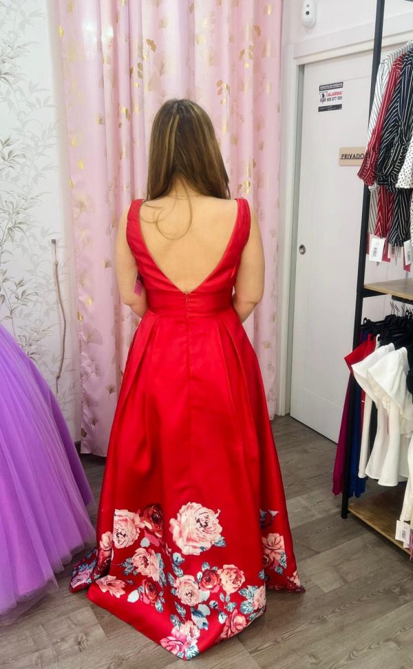 Vestido con flores 535008 - rojo - Imagen 3