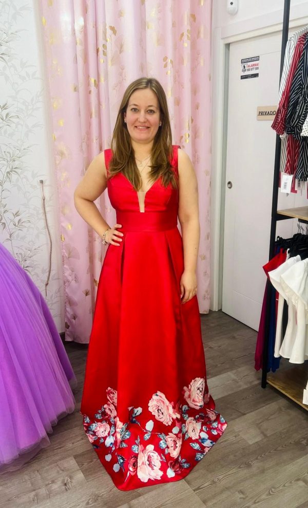 Vestido con flores 535008 - rojo - Imagen 2