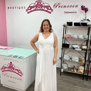 Vestido con pedrería F1663 - blanco
