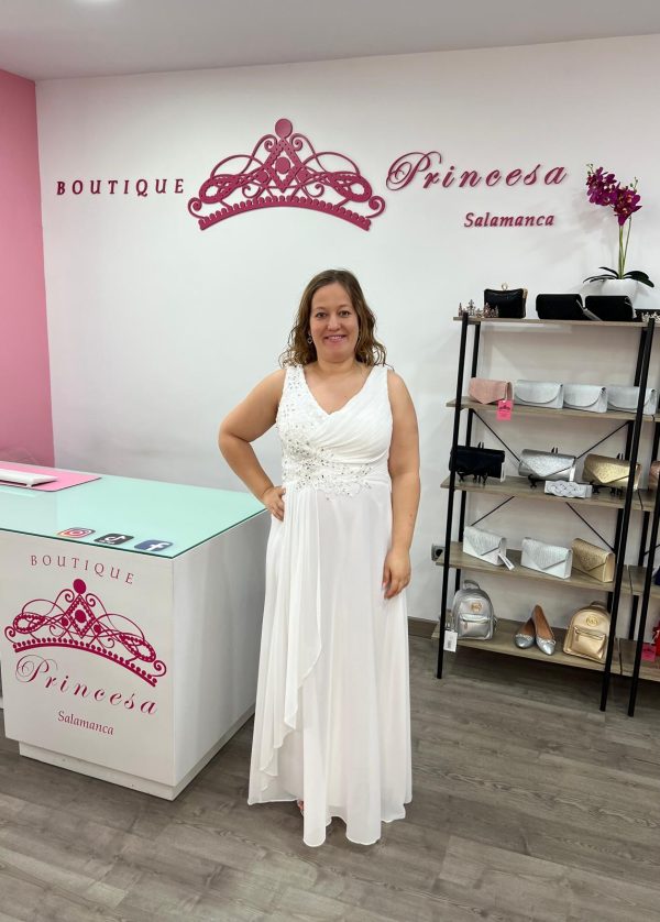 Vestido con pedrería F1663 - blanco