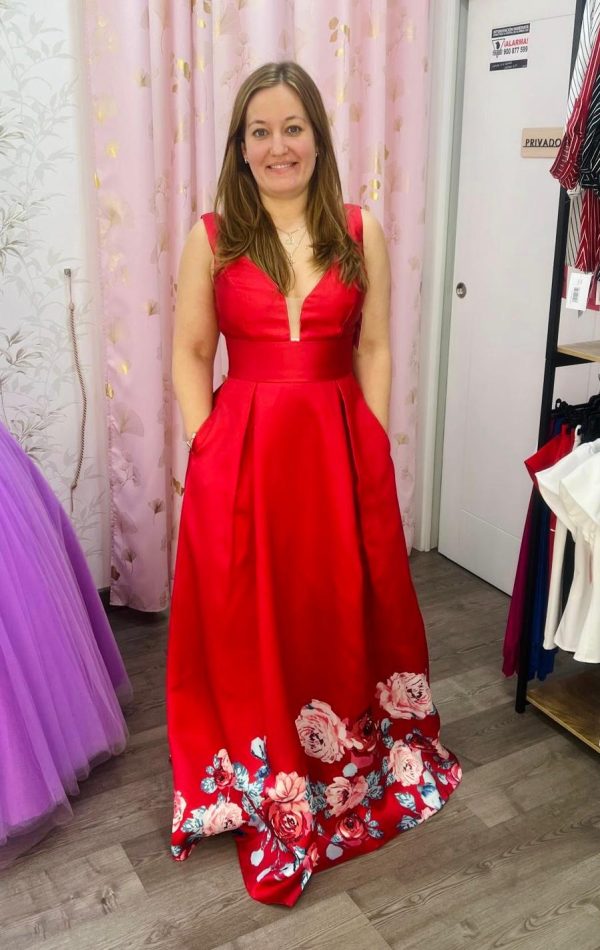 Vestido con flores 535008 - rojo - Imagen 4