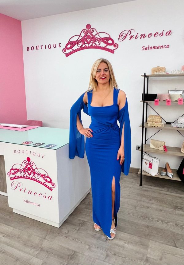Vestido con fular 25095 - azul
