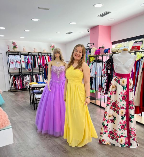 Vestido asimétrico R1263 - amarillo - Imagen 2