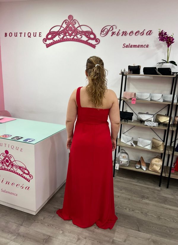 Vestido asimétrico R1386 - rojo - Imagen 4