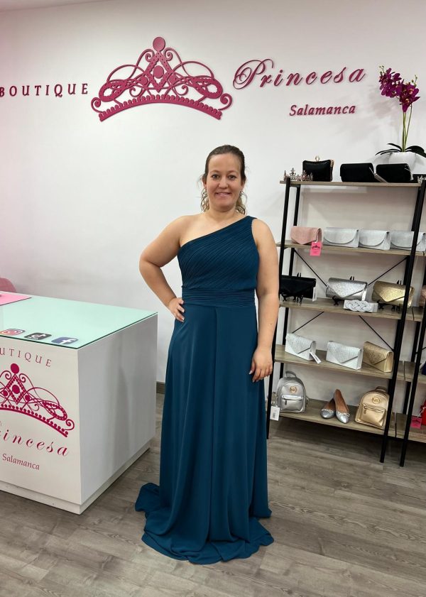Vestido asimétrico R1386 - petróleo