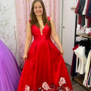 Vestido con flores 535008 - rojo