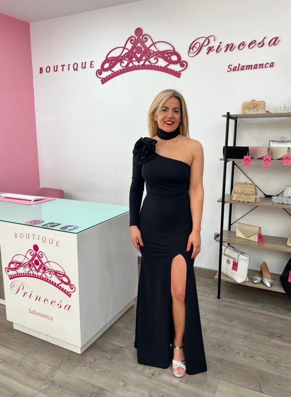 Vestido con una manga 23795 - negro