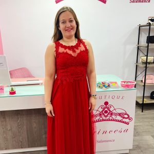 Vestido con encaje E8524 - rojo