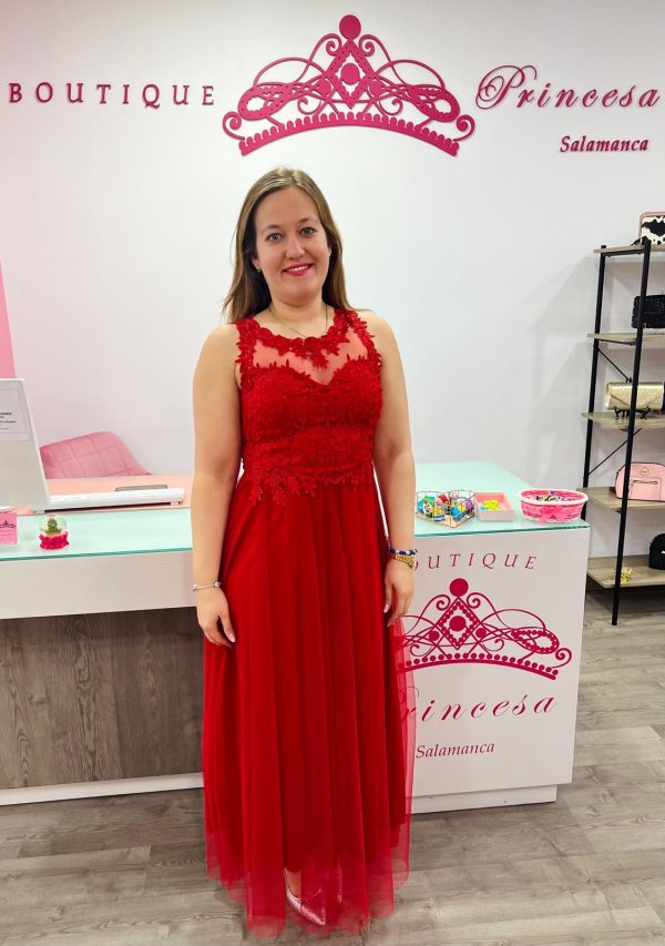 Vestido con encaje E8524 - rojo