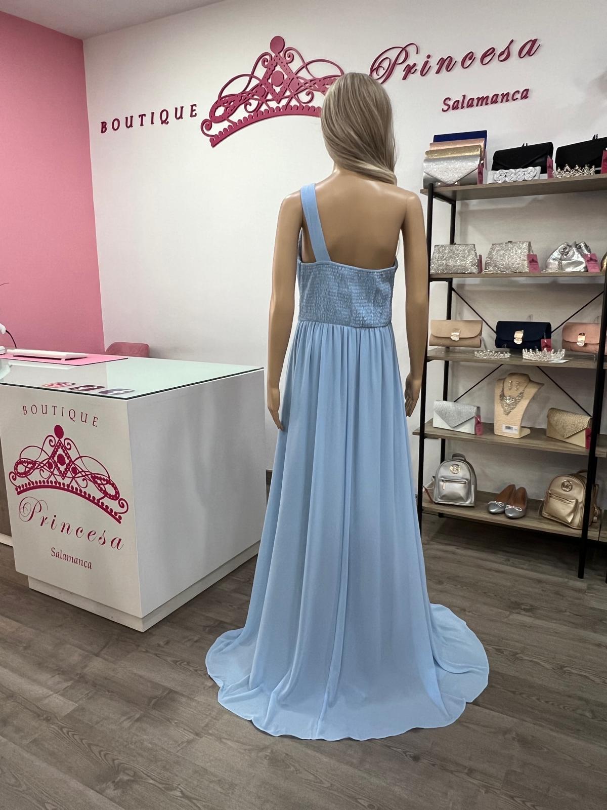 Vestido asimétrico R1386 - celeste - Imagen 2