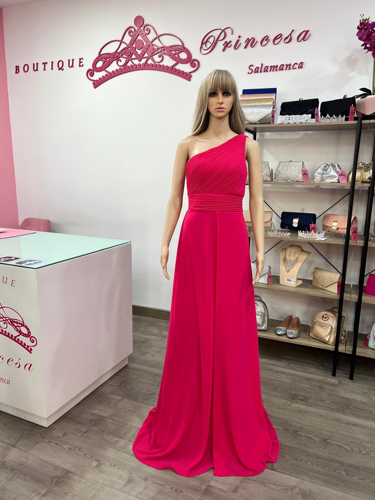 Vestido asimétrico R1386 – fucsia