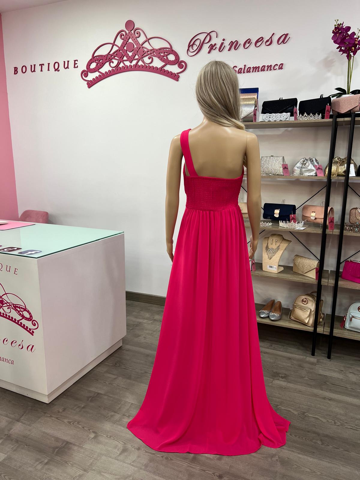 Vestido asimétrico R1386 – fucsia - Imagen 2