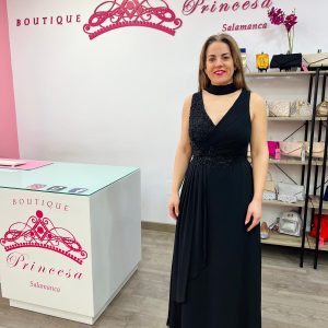 Vestido con pedrería F1663 - negro