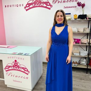 Vestido con pedrería F1663 - azul