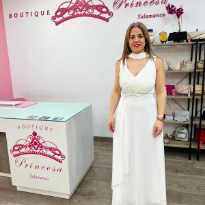 Vestido con pedrería F1663 - blanco