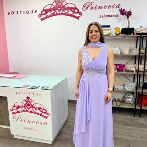 Vestido con pedrería F1663 – malva