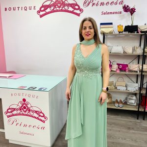 Vestido con pedrería F1663 – verde menta